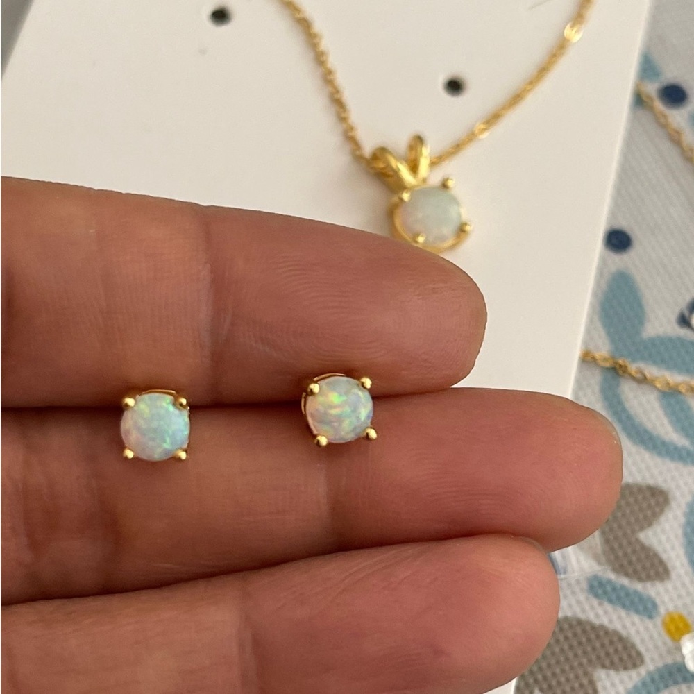 Solid Sterling Silver 925 White Opal Set - image 4